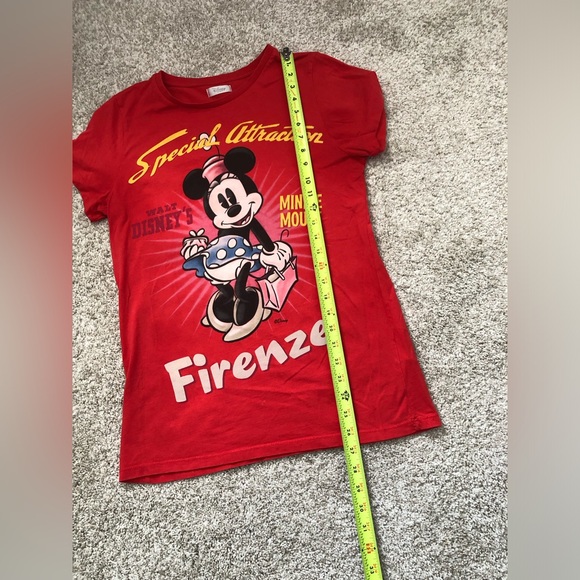 Vintage Y2K Cute Disney Red Top with Firenze Minnie Print, size UK 16 Eur 44 - Picture 7 of 8
